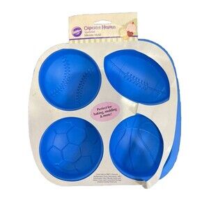 Wilton Silicone Cupcake Mold Treat Sport Baseball Football Soccer Basketball NWT